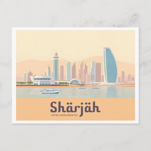 Sharjah UAE Pastel Travel ポストカード (正面)