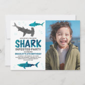 SharkはAny Age Photo Birthday Partyに出没 招待状 (正面)