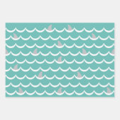 Sharkハッピーバースデー名 ラッピングペーパーシート (正面3)