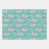 Sharkハッピーバースデー名 ラッピングペーパーシート (正面)