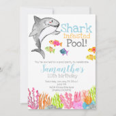 Sharkプールのパーティーの誕生日の招待 招待状 (正面)