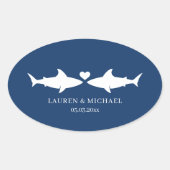 Shark'結婚S With Names Oval Sticker 楕円形シール (正面)
