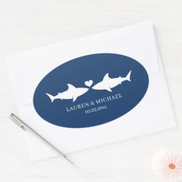 Shark'結婚S With Names Oval Sticker 楕円形シール