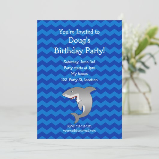 Shark誕生日の招待 招待状 (スタンド正面)