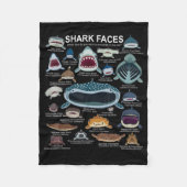Shark顔どの顔に出会いたいか フリースブランケット (正面)