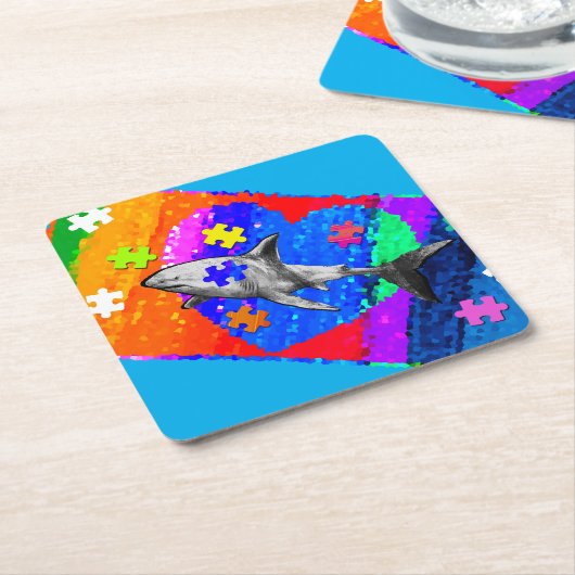 Shark スクエアペーパーコースター (アングル)