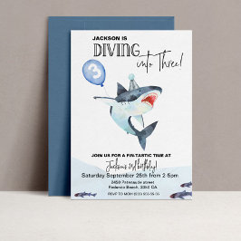 Shark 3rd Birthday Kidsへの招待 招待状