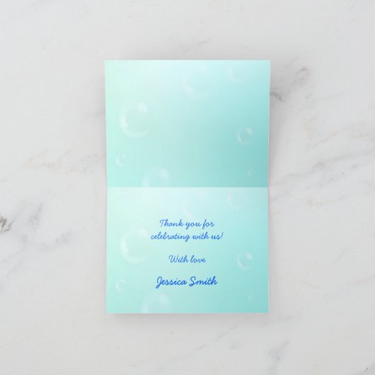 Shark and Starfish Cute Kawaii Baby Shower サンキューカード (内部)