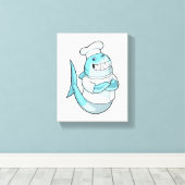 Shark as Chef with Cooking apron キャンバスプリント (インサイチュ (ウッドフロア))