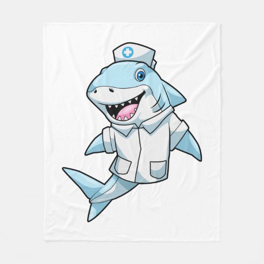 Shark as Nurse with Coat フリースブランケット (正面)