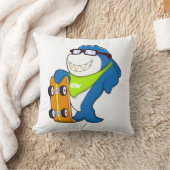 Shark as Skater with Skateboard クッション (ブランケット)