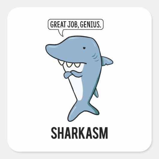 Shark-asm皮肉なシャークパンのステッカー スクエアシール (正面)