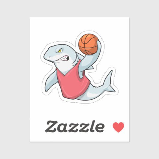 Shark at Sports with Basketball シール (シート)