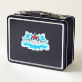 Shark at Swimming with Swimming goggles メタルランチボックス (裏面)