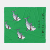 「SHARK ATTACK」のフリースブランケットとパーソナライズされた名前。 フリースブランケット (正面(横))