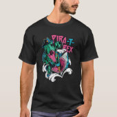 Shark Attacking A rex Pirate Pira rex Rise Time Tシャツ (正面)