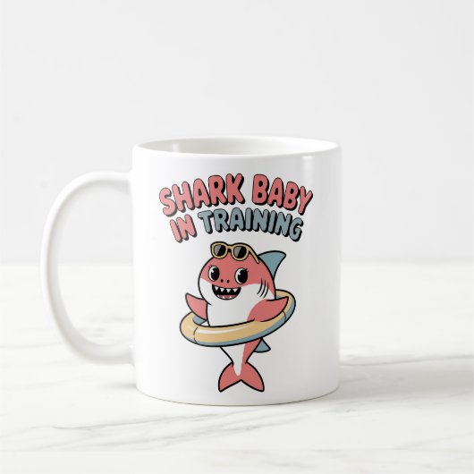 Shark Baby in Training | キッズ コーヒーマグカップ (左)