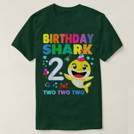 Shark Birthday 2 Years Old 2nd Birthday Matching F Tシャツ (デザイン正面)