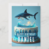 Shark Birthday Card - Ocean Waves Cake Design シーズンカード (正面)