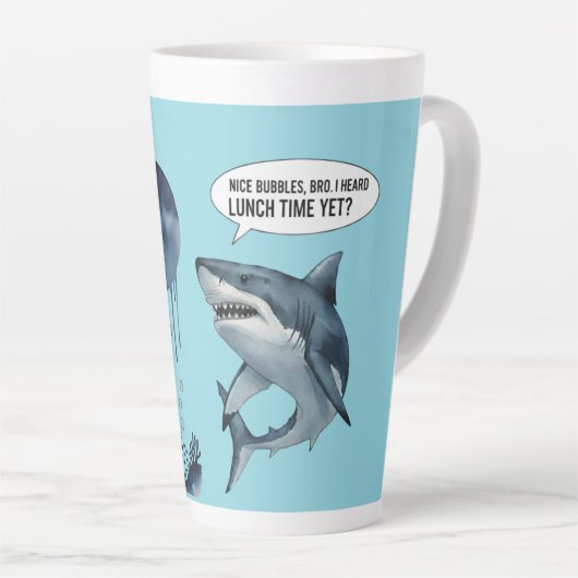 shark birthday gift  カフェラテマグ (右アングル)