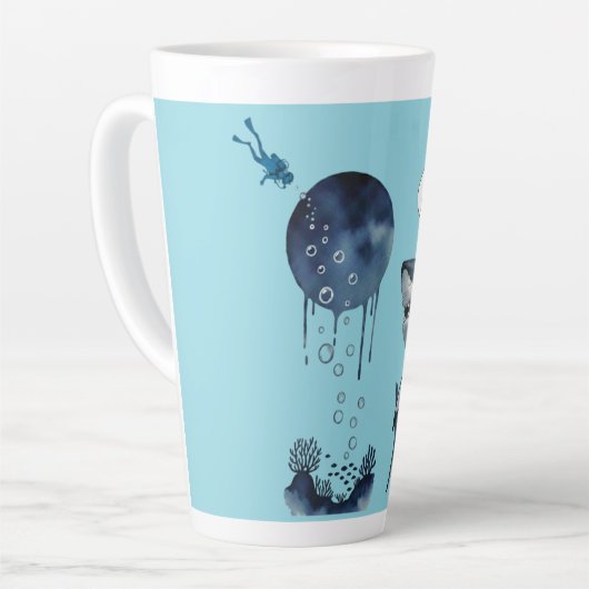 shark birthday gift  カフェラテマグ (左アングル)