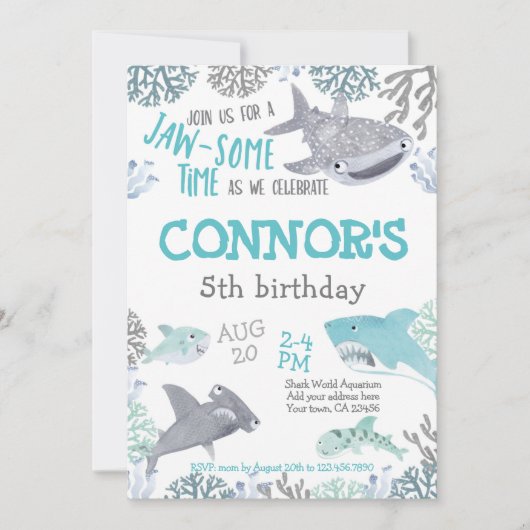 Shark Birthday Invitation 招待状 (正面)