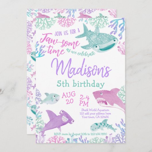 Shark Birthday Invitation 招待状 (正面/裏面)