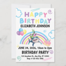 Shark Birthday Invitation in 