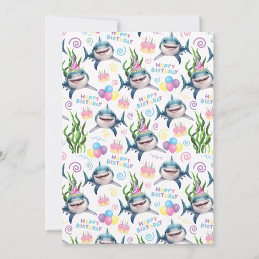Shark Birthday Invitation in  招待状 (裏面)