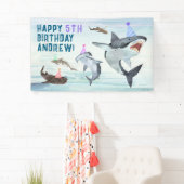 Shark Birthday Invitation Pool Party Banner 横断幕 (インサイチュ)