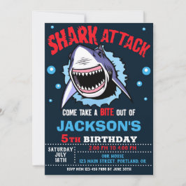 Shark Birthday Invitation - Shark Attack Party 招待状