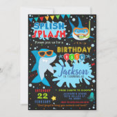 Shark Birthday Invitation Splish Splash Party 招待状 (正面)