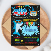 Shark Birthday Invitation Splish Splash Party 招待状