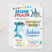 Shark Birthday Invite Splish Splash Birthday Bash 招待状 (正面)