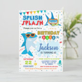 Shark Birthday Invite Splish Splash Birthday Bash 招待状 (スタンド正面)