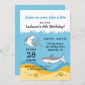 Shark Birthday Partyへの招待 招待状 (正面/裏面)