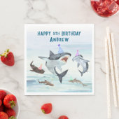 Shark Birthday Pool Party Napkins スタンダードランチョンナプキン (インサイチュ)