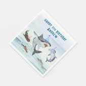 Shark Birthday Pool Party Napkins スタンダードランチョンナプキン (角)