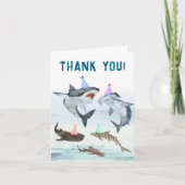 Shark Birthday Pool Party Personalized Thank You カード (正面)