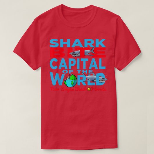 Shark Bite Capital In The World New Smyrna Daytona Tシャツ (デザイン正面)