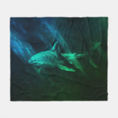 Shark Blue-Green 50 x 60 Fleece Blanket フリースブランケット (正面(横))