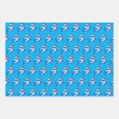Shark Christmas Santa Hat Gift Ocean ラッピングペーパーシート (正面3)