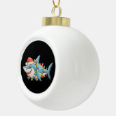 Shark Christmas Santa Hat Xmas Lights Sharkmas セラミックボールオーナメント (右)