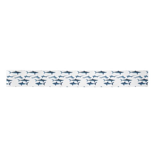 Shark Coastal Theme Blue Decoupage Tissue Paper サテンリボン (正面)