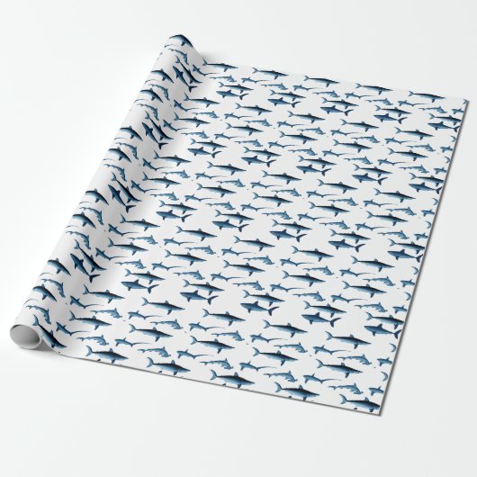 Shark Coastal Theme Blue Decoupage Tissue Paper ラッピングペーパー (アンロールド)