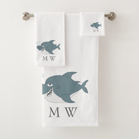 Shark Design Monogrammed バスタオルセット (インサイチュ)