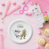Shark & Dino 3rd誕生日、Tレックスシャークパーティー ペーパープレート (パーティー)