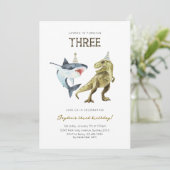 Shark & Dino 3rd B'day招待状、Tレックスシャークパーティー 招待状 (スタンド正面)