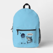 Shark Diver Funny School Backpack プリントバックパック (正面)