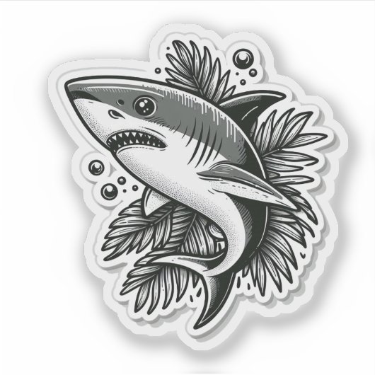 Shark Drawing: Deep Water Sticker #3 シール (正面)